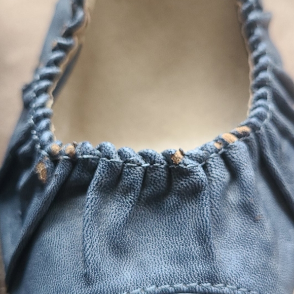 Stylish fun denim style open toe wedge shoes - Picture 5 of 6